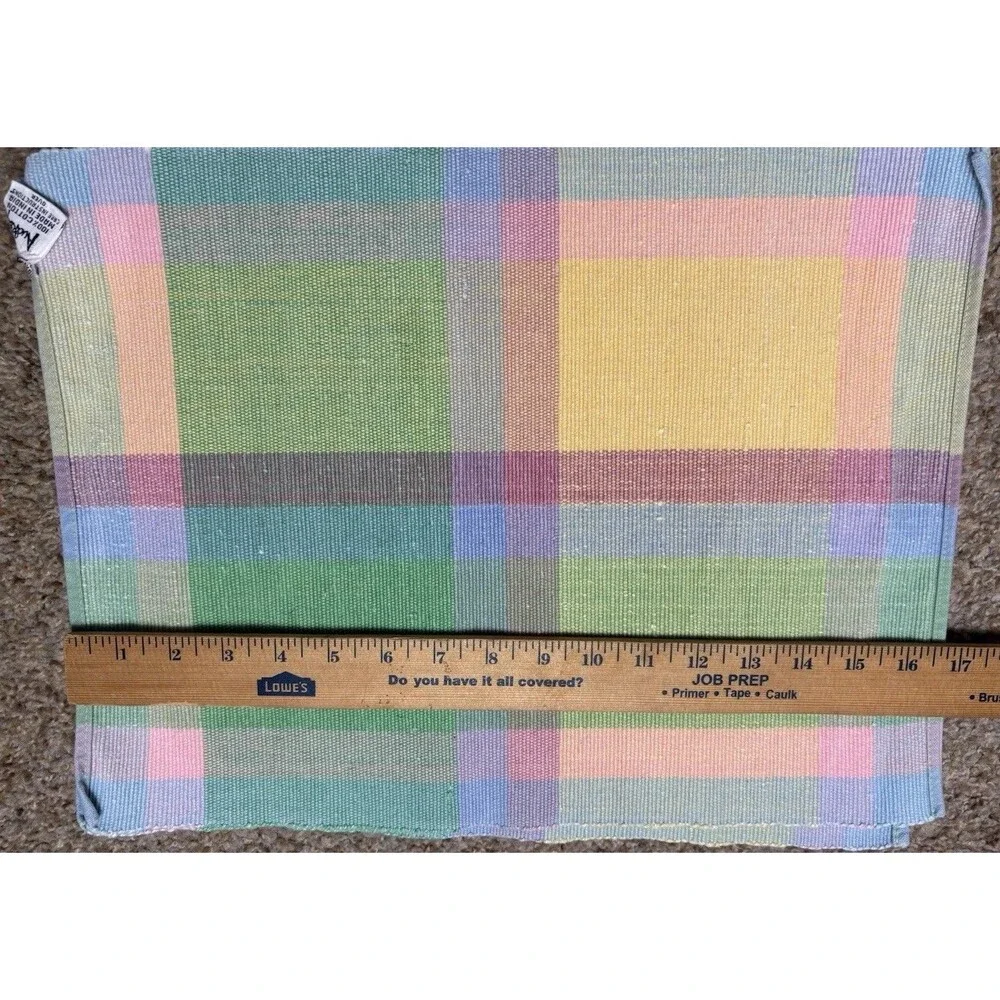 Vintage Nubby by Stevens Plaid Placemats Set of 4 Pastel 100% Cotton USA